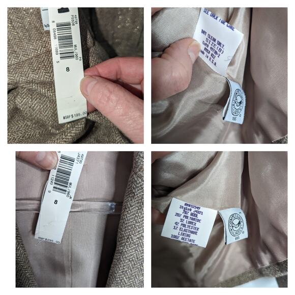 Laundry by Shelli Segal Vintage 90's Evening Suit Tweed Gold Metallic Size 8 NWT - Picture 7 of 13